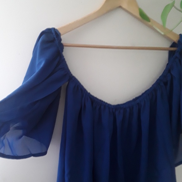 Emberelle West | Royal Blue Off Shoulder Blouse - Picture 8 of 8